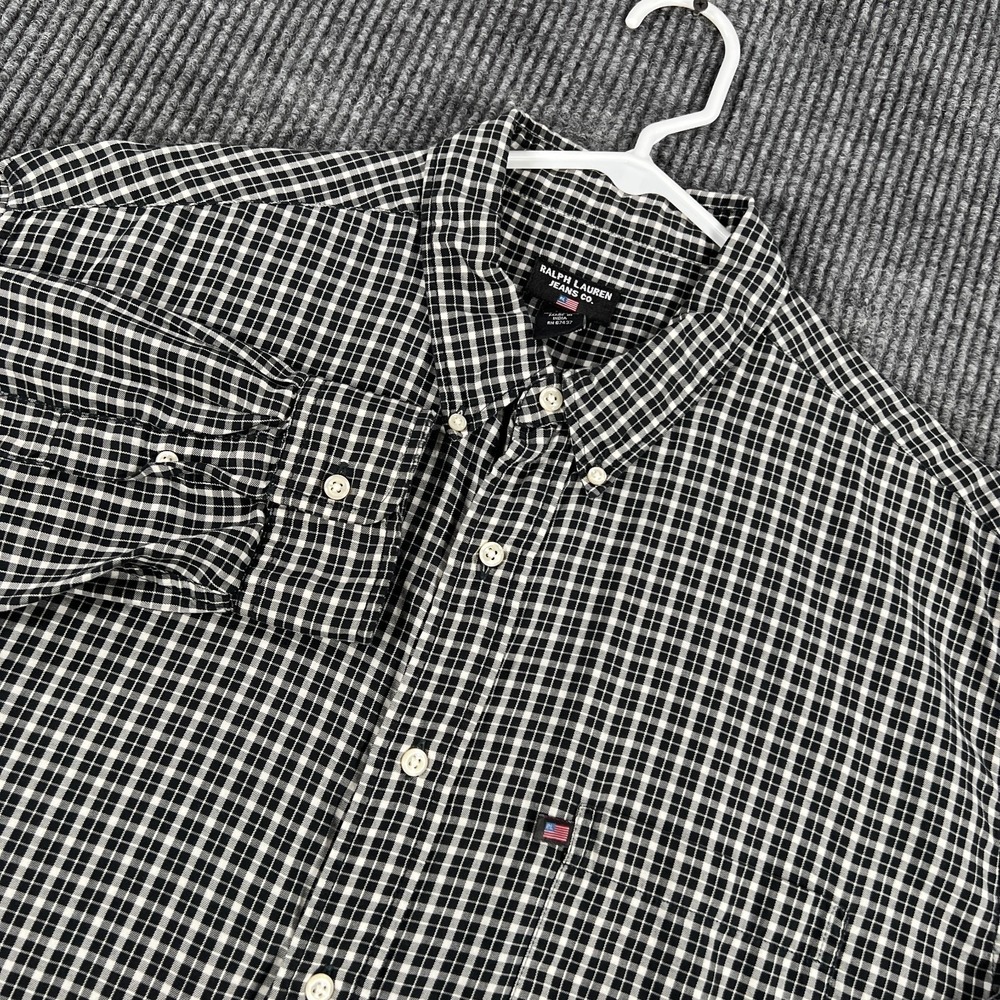 Ralph Lauren Shirt Mens XL Extra Large Black Plaid Long Sleeve Button Down